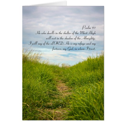 Psalm 91, green grass and a path cards (Front)