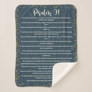 Psalm 91, Green, King James Version, Bible Verse Sherpa Blanket
