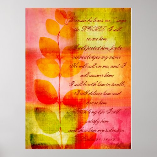 Psalm 91 grunge autumnal design wall poster