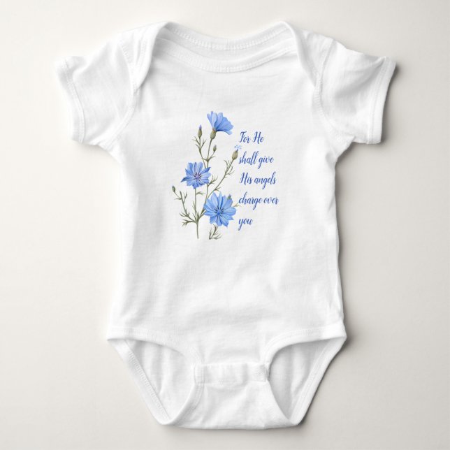Psalm 91  He Shall Give His Angels Inspirational Baby Bodysuit (Front)