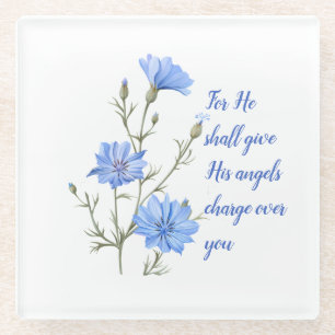 Psalm 91 He Shall Give His Angels Inspirational Glass Coaster