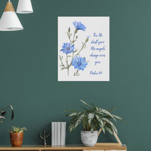 Psalm 91 He Shall Give His Angels Inspirational  Poster (Living Room 1)