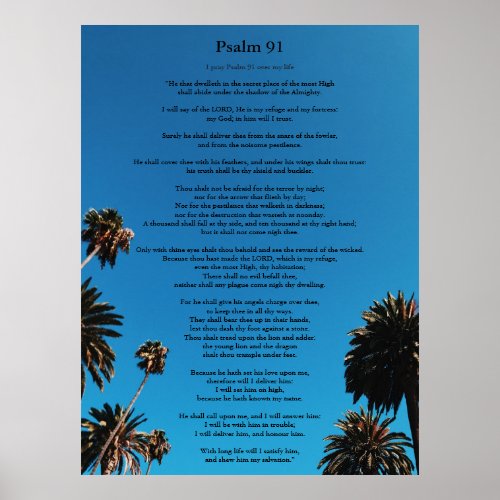 Psalm 91 King James Version Add Name Christian Poster