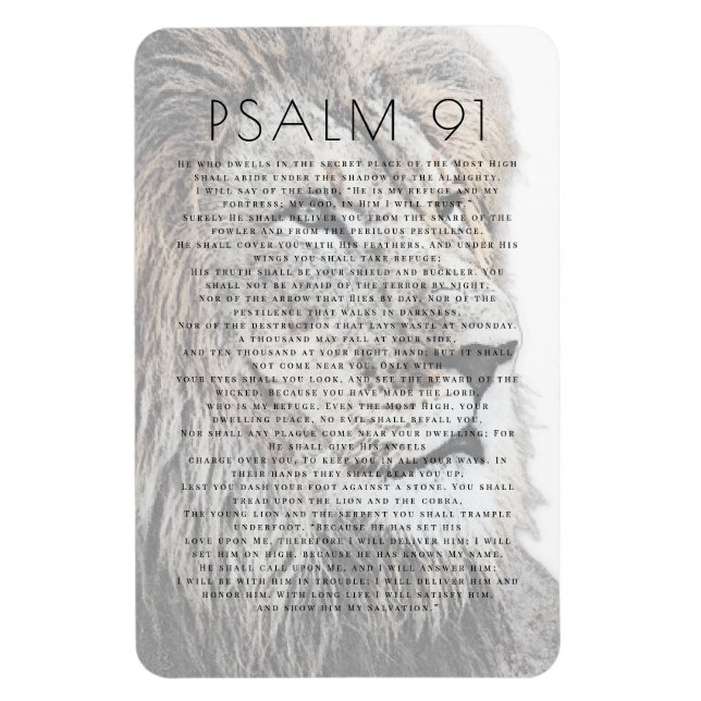  Psalm 91 Lion Head Bible Verse Magnet (Vertical)