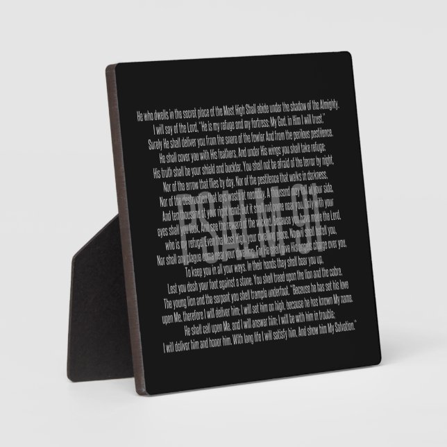 Psalm 91 Modern Black White Bible Scripture Plaque (Front)