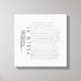 Psalm 91 Modern Black White Feather Bible Verse Canvas Print