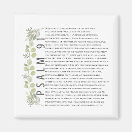  Psalm 91 Modern Soft Watercolor Greenery Bible Magnet