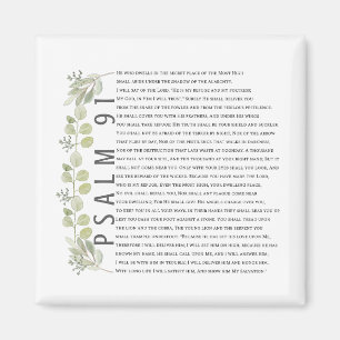 Psalm 91 Modern Soft Watercolor Greenery Bible Magnet