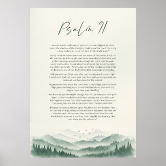 Psalm 91 Mountain Vertical Print: Christian Script Poster