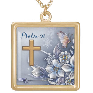 Psalm 91 Necklace featuring a polished gold finish