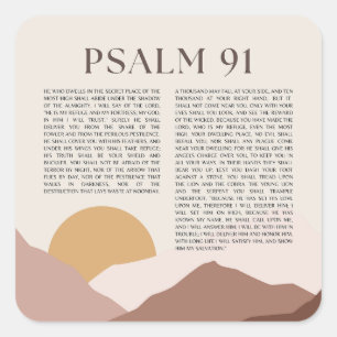Psalm 91 NKJV Bible Verse Square Sticker