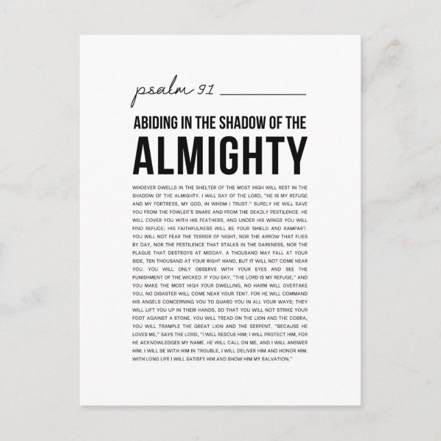 Psalm 91 NKJV Postcard (Front)