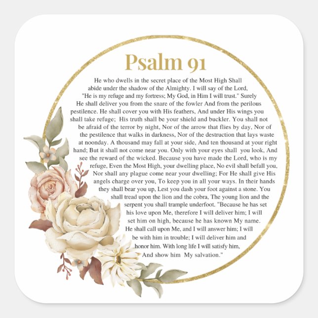 Psalm 91 NKJV Square Sticker (Front)