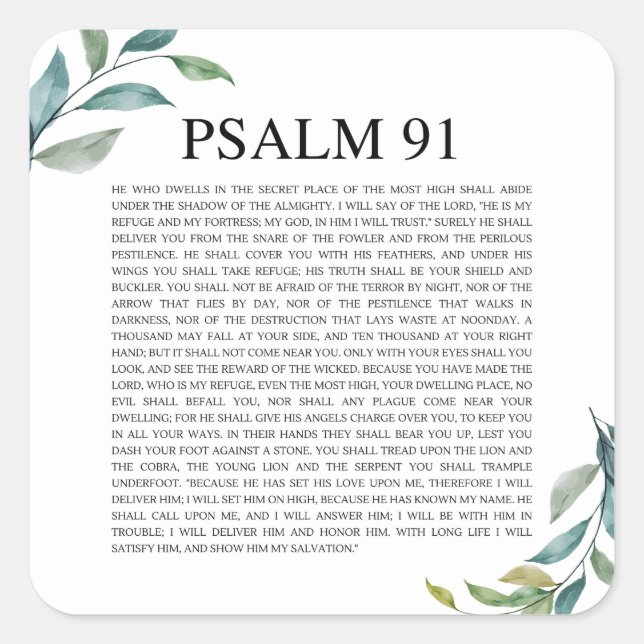 Psalm 91 NKJV Square Sticker (Front)