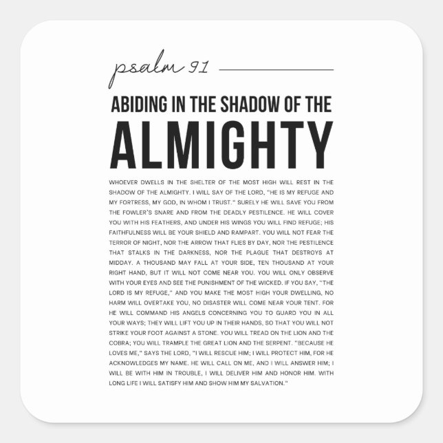 Psalm 91 NKJV Square Sticker (Front)