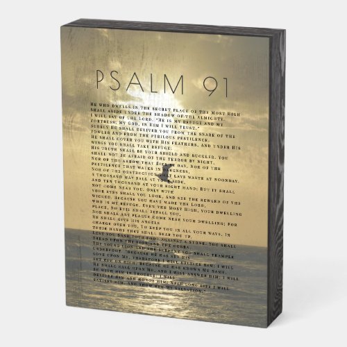 Psalm 91 Ocean Seagull Soaring into the Sunset Wooden Box Sign