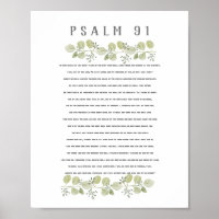 Psalm 91 Olive Green Eucalyptus Leaves Bible Art