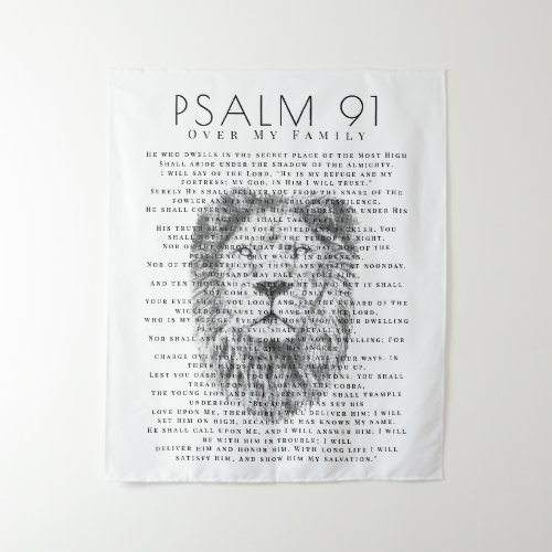 Psalm 91 Over My Family Bold Bearded Lion Tapestry