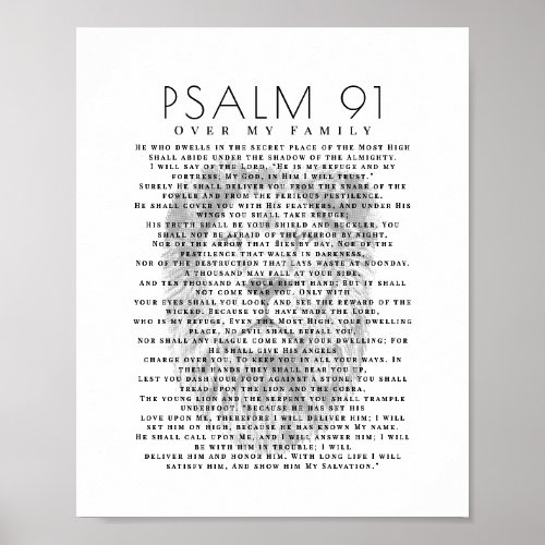 Psalm 91 Over My Family Lion Head Christian Poster