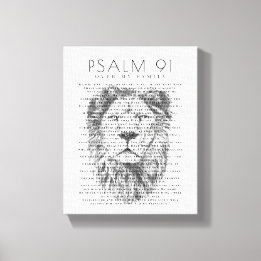 Psalm 91 Over My Family Rustic Bold Lion Canvas Print