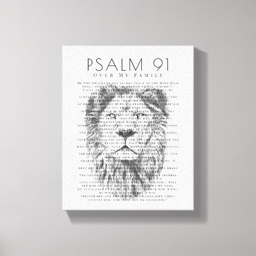 Psalm 91 Over My Family Rustic Bold Lion  Canvas Print