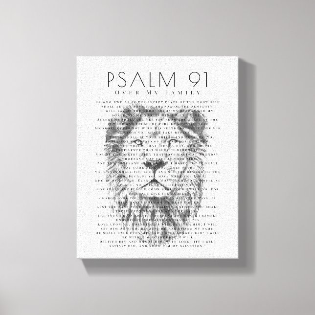 Psalm 91 Over My Family Rustic Bold Lion  Canvas Print (Front)