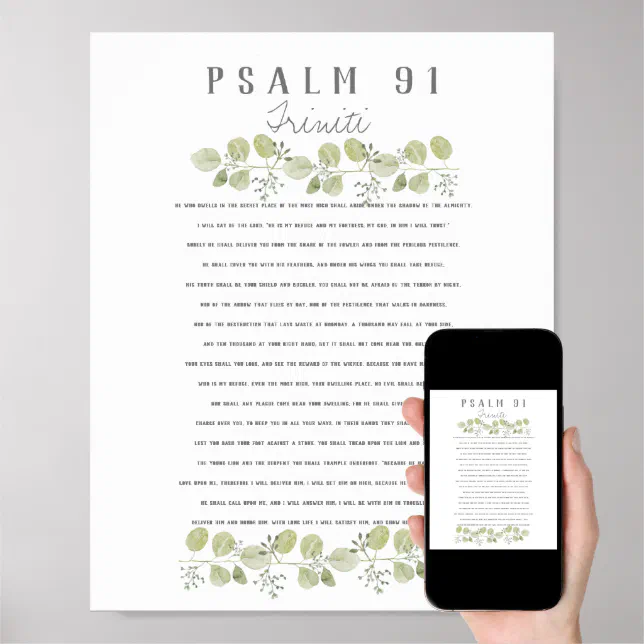 Psalm 91 Over Your Child Eucalyptus Leaves Custom Poster | Zazzle