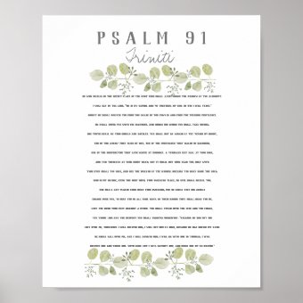 Psalm 91 Over Your Child Eucalyptus Leaves Custom Poster | Zazzle