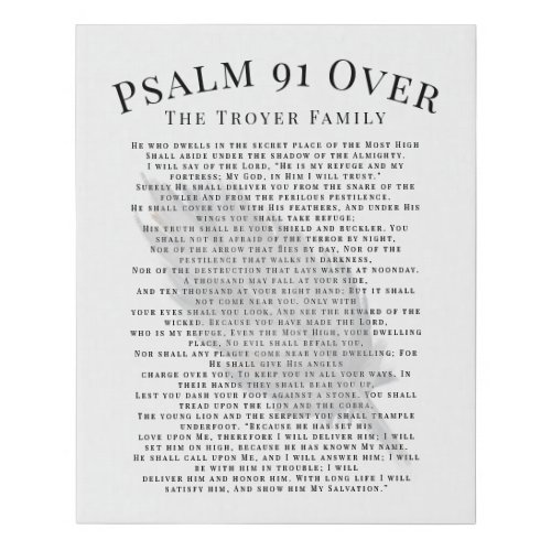 Psalm 91 Over Your Family Custom Last Name Faux Canvas Print