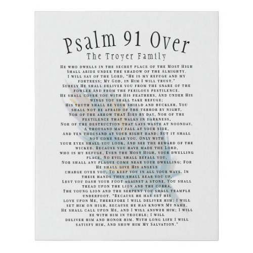 Psalm 91 Over Your Family Custom Name Bible Art Faux Canvas Print