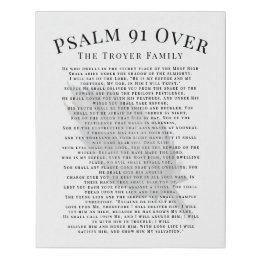 Psalm 91 Over Your Family Name Feather Scripture Faux Canvas Print