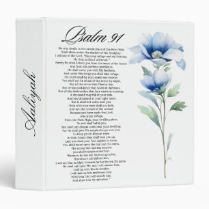 Psalm 91 Personalized Blue Flower Bible Scriptures 3 Ring Binder