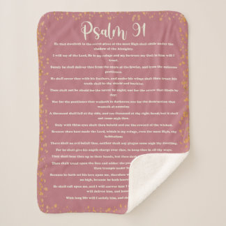 Psalm 91, Pink, King James Version, Bible Verse Sherpa Blanket