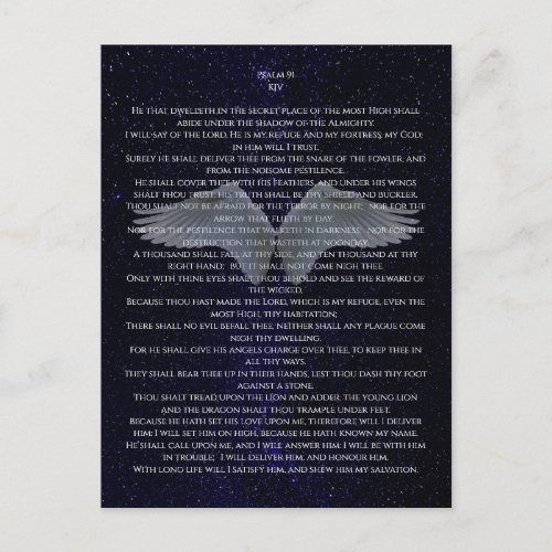 Psalm 91 Protection Starry Sky Angel Wings Postcard