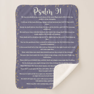 Psalm 91, Purple, King James Version, Bible Verse Sherpa Blanket
