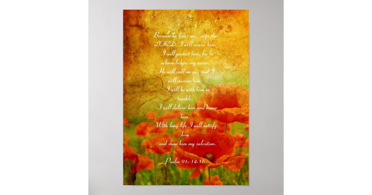 Psalm 91 red poppies poster | Zazzle