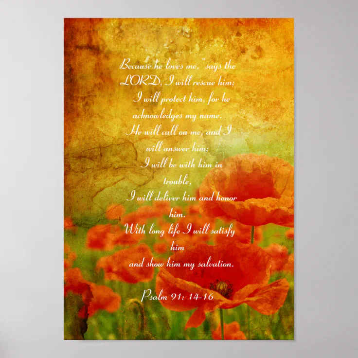 Psalm 91 red poppies poster | Zazzle