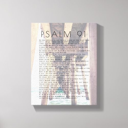 Psalm 91 Rustic Beach Pier Bible Verse Canvas Prin