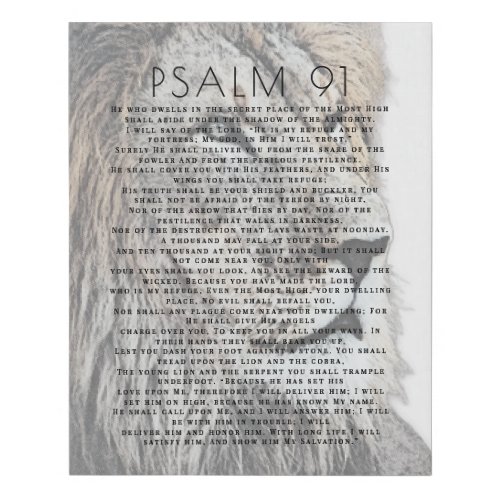  Psalm 91 Rustic Lion Head Christian Bible Art Fau Faux Canvas Print