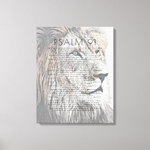  Psalm 91 Rustic Lion Head Christian Bible Verses Canvas Print