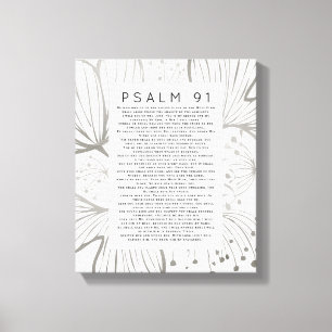 Psalm 91 Scripture Art Botanical Leaf Canvas Print