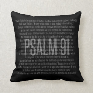 Psalm 91 Scripture Art White and Black Pillow