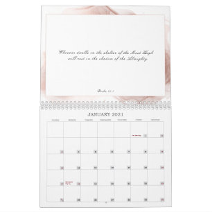 Psalm 91 Scripture Bible Verse Abstract Dusty Pink Calendar