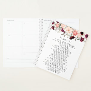 Psalm 91 Scripture Burgundy Blush Floral Planner