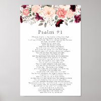 Psalm 91 Scripture Burgundy Blush Floral