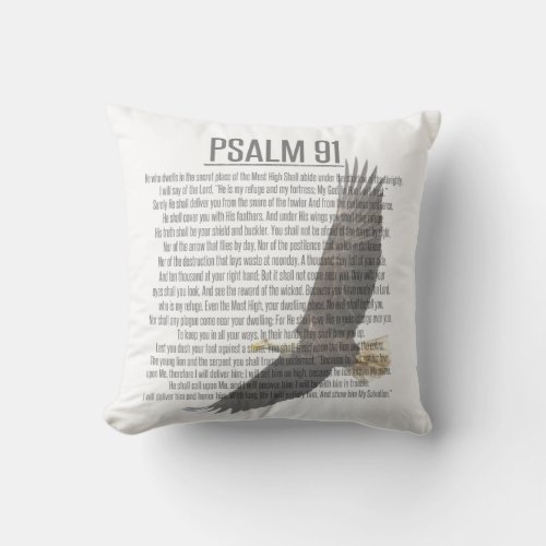 Psalm 91 Scripture Eagle Art White Pillow
