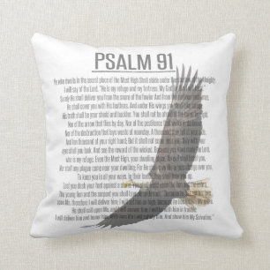Psalm 91 Scripture Eagle Art White Pillow