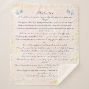 Psalm 91, Scripture & Eucalyptus Leaves, Blush Sherpa Blanket