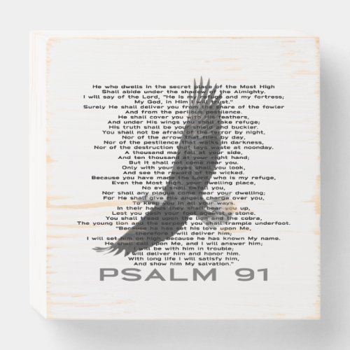 Psalm 91 Soaring Bald Eagle Bible Verse Farmhouse Wooden Box Sign