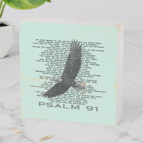 Psalm 91 Soaring Light Mint Green Eagle Bible Wooden Box Sign